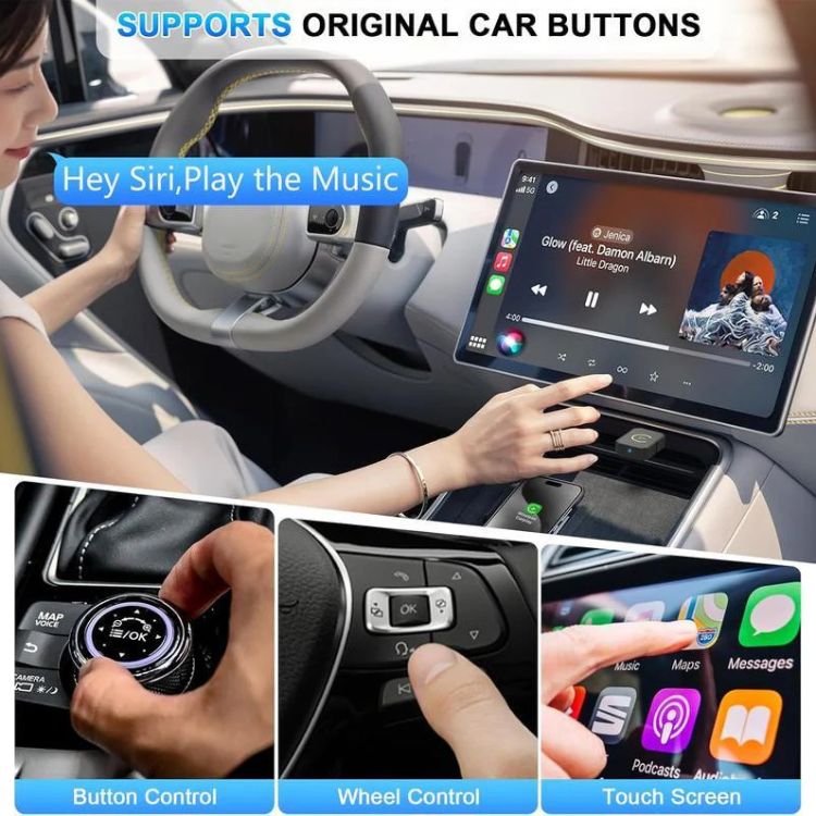 Mini Wireless CarPlay Adapter for iPhone – Bluetooth Converter Compatible With Over 800 Cars Worldwide