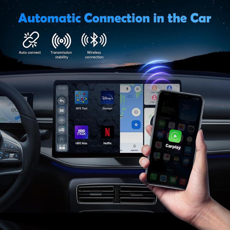 Mini Wireless CarPlay Adapter for iPhone – Bluetooth Converter Compatible With Over 800 Cars Worldwide