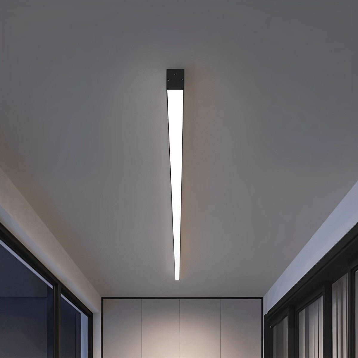 Dimmable LED Ceiling Light — Slim Black Aluminum Linear Fixture