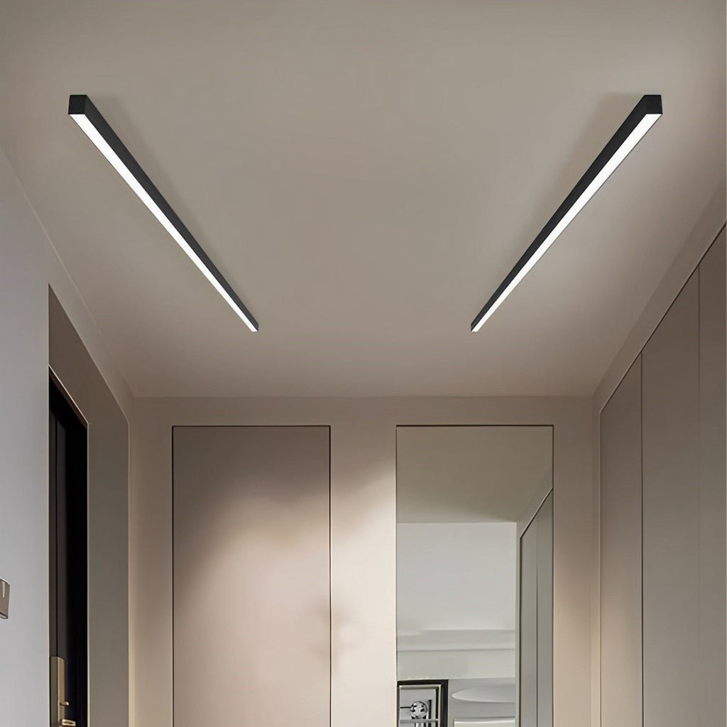 Dimmable LED Ceiling Light — Slim Black Aluminum Linear Fixture