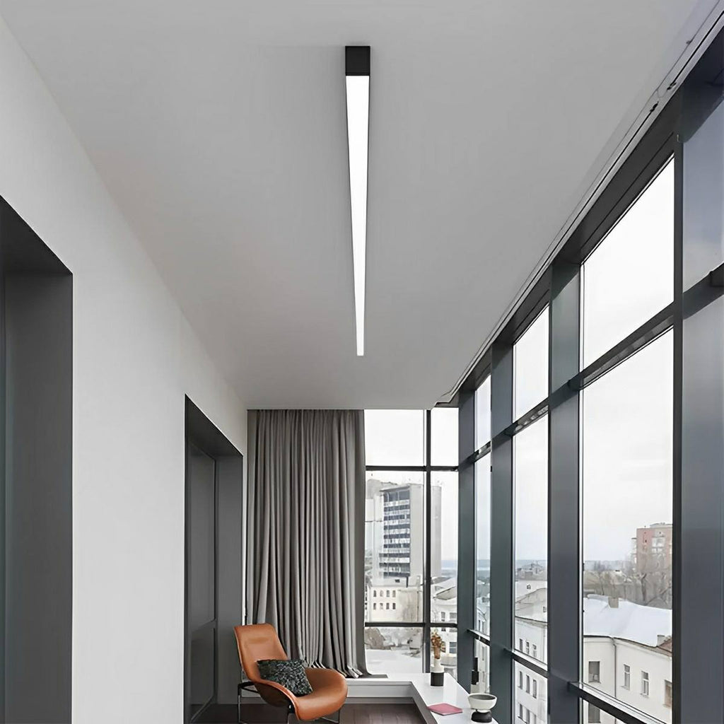 Dimmable LED Ceiling Light — Slim Black Aluminum Linear Fixture