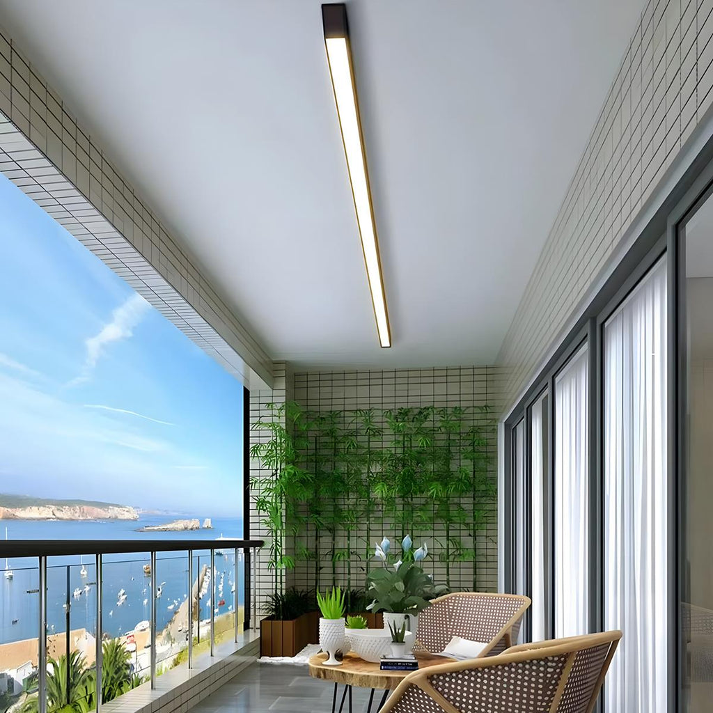 Dimmable LED Ceiling Light — Slim Black Aluminum Linear Fixture