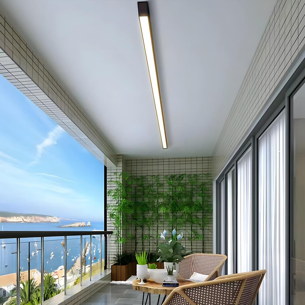 Dimmable LED Ceiling Light — Slim Black Aluminum Linear Fixture