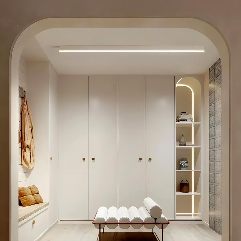 Dimmable LED Ceiling Light — Slim Black Aluminum Linear Fixture