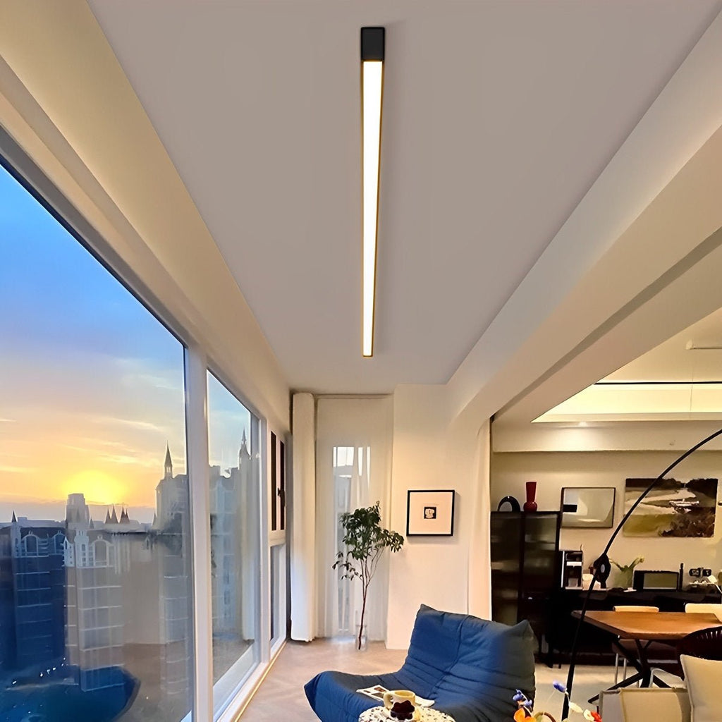Dimmable LED Ceiling Light — Slim Black Aluminum Linear Fixture
