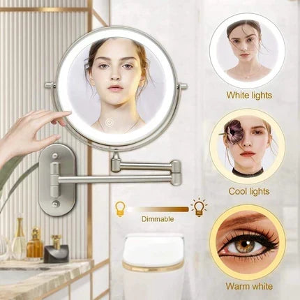 Goldener wiederaufladbarer LED-Vergrößerungsspiegel für Make-up und Bad