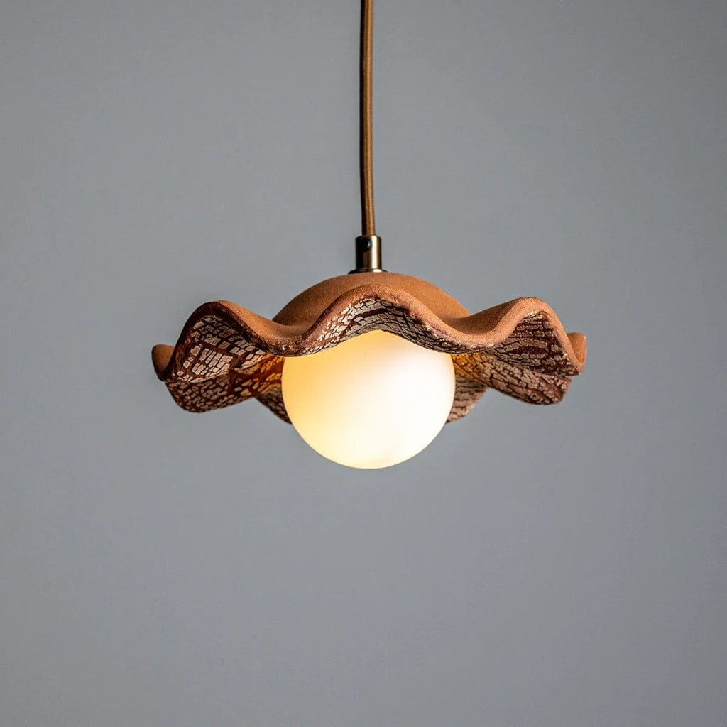 Lyrea Opal Glass Globe Pendant Light From Red Iron And Ceramic