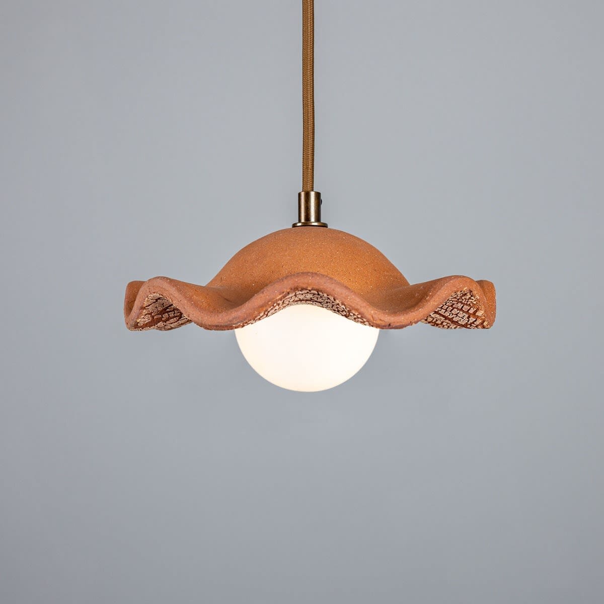 Lyrea Opal Glass Globe Pendant Light From Red Iron And Ceramic