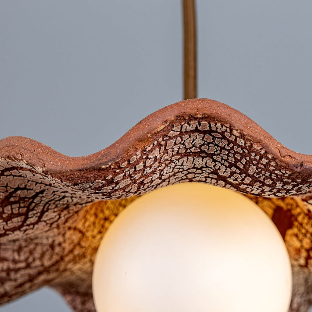 Lyrea Opal Glass Globe Pendant Light From Red Iron And Ceramic