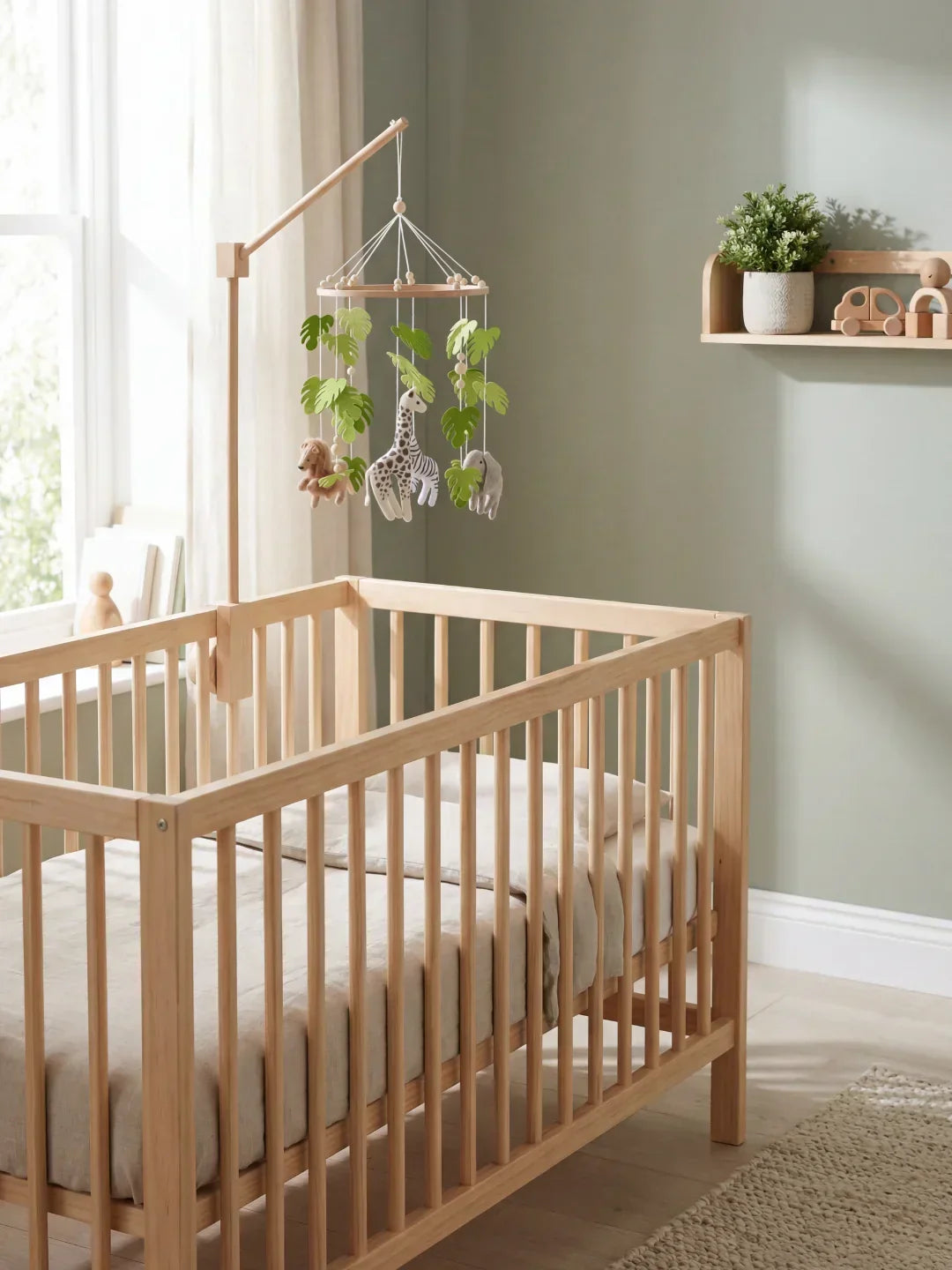 Wooden Baby Crib Mobile — Direct Arm Mount, Minimalist Design