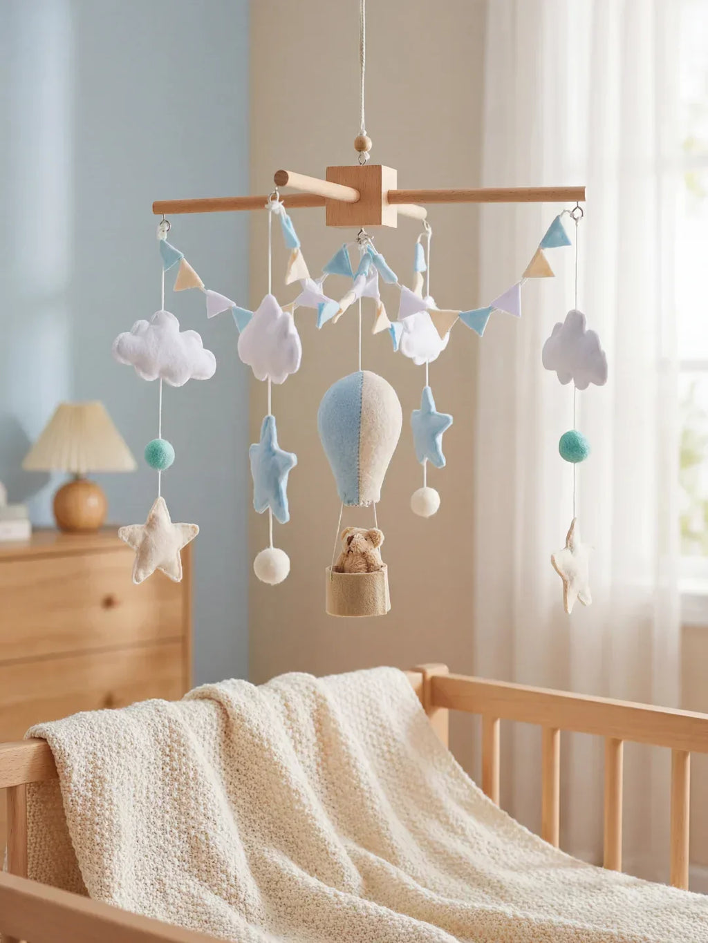 Wooden Baby Crib Mobile — Direct Arm Mount, Minimalist Design