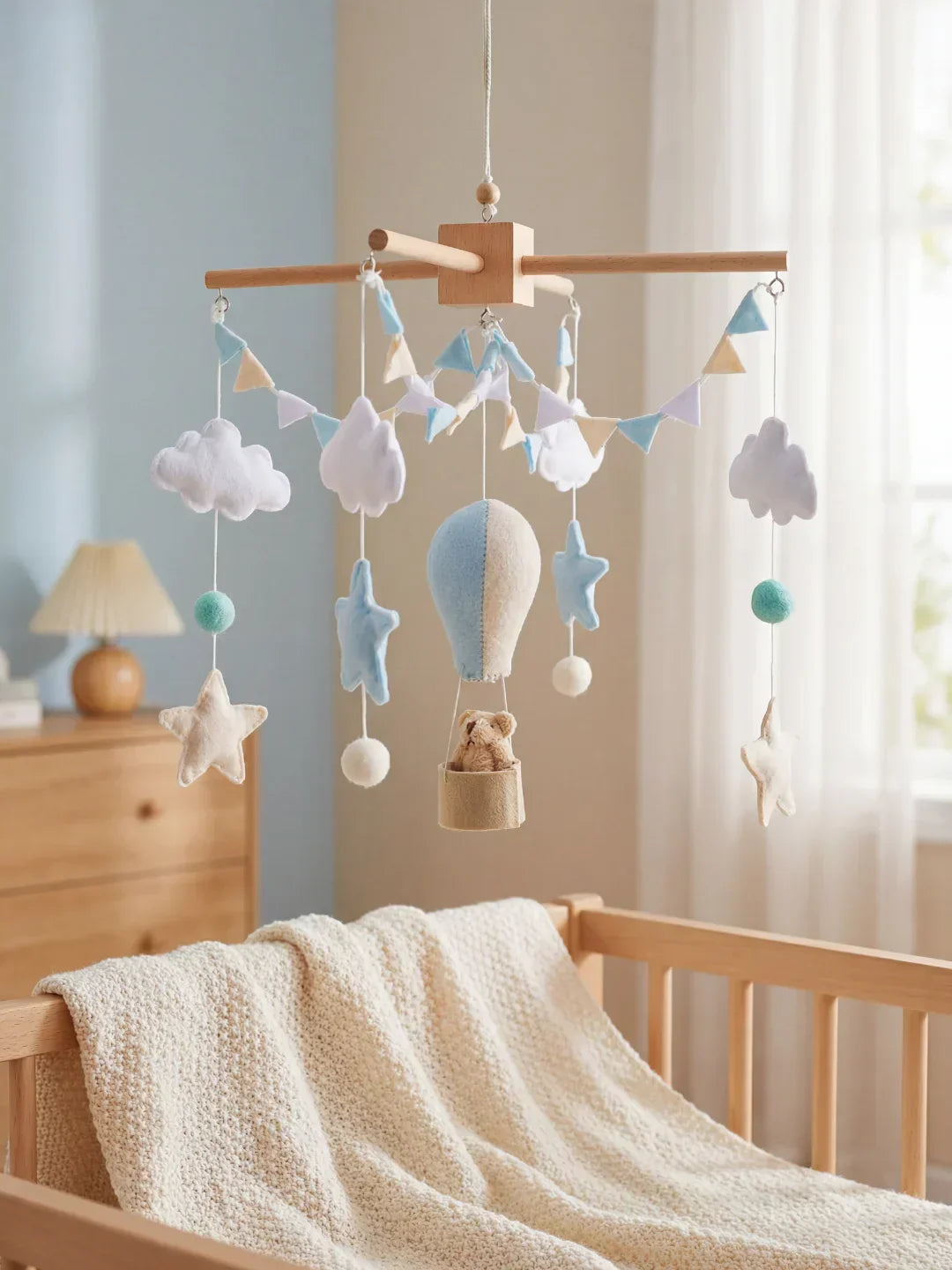Wooden Baby Crib Mobile — Direct Arm Mount, Minimalist Design