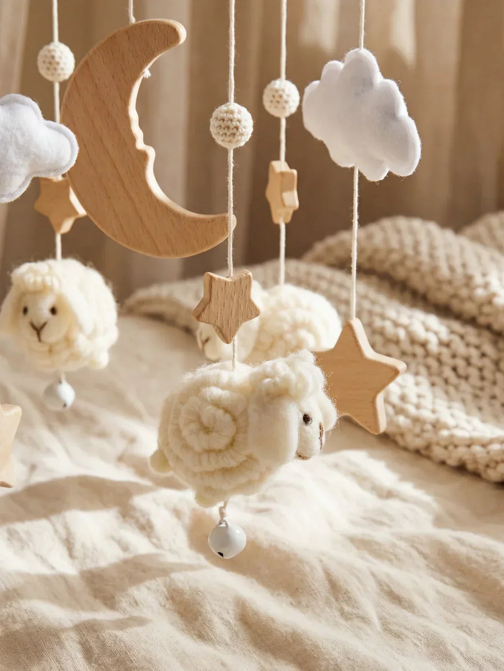 Wooden Baby Mobile — Slow Swaying Motion and Hanging Ornaments