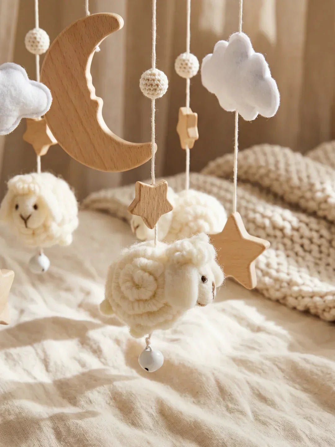 Wooden Baby Mobile — Slow Swaying Motion and Hanging Ornaments