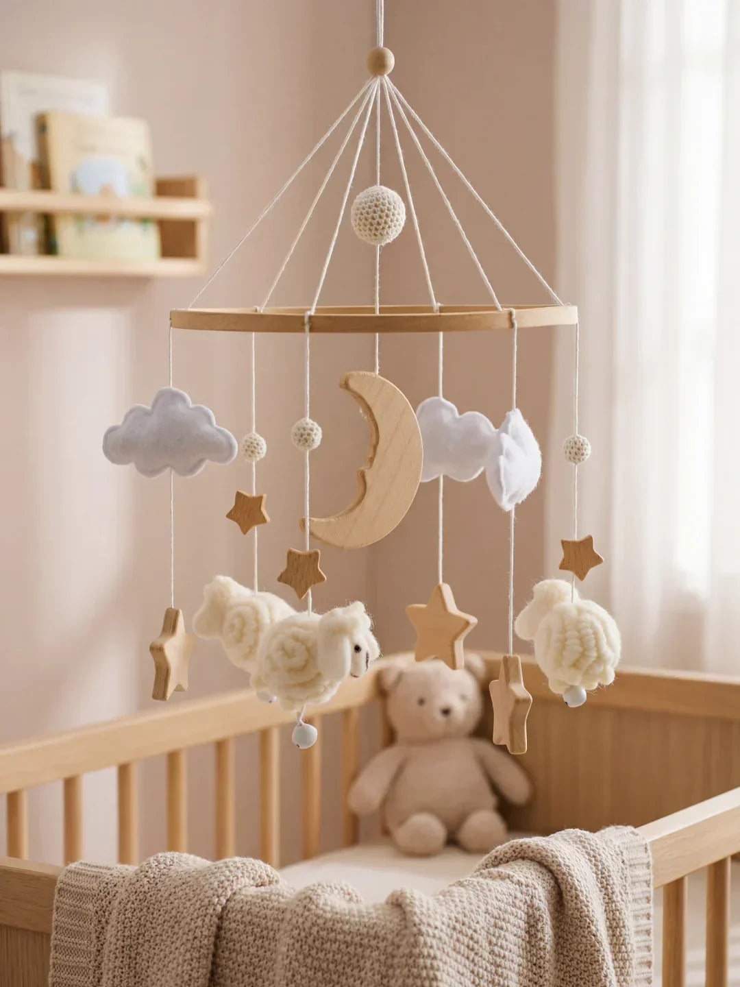 Wooden Baby Mobile — Slow Swaying Motion and Hanging Ornaments