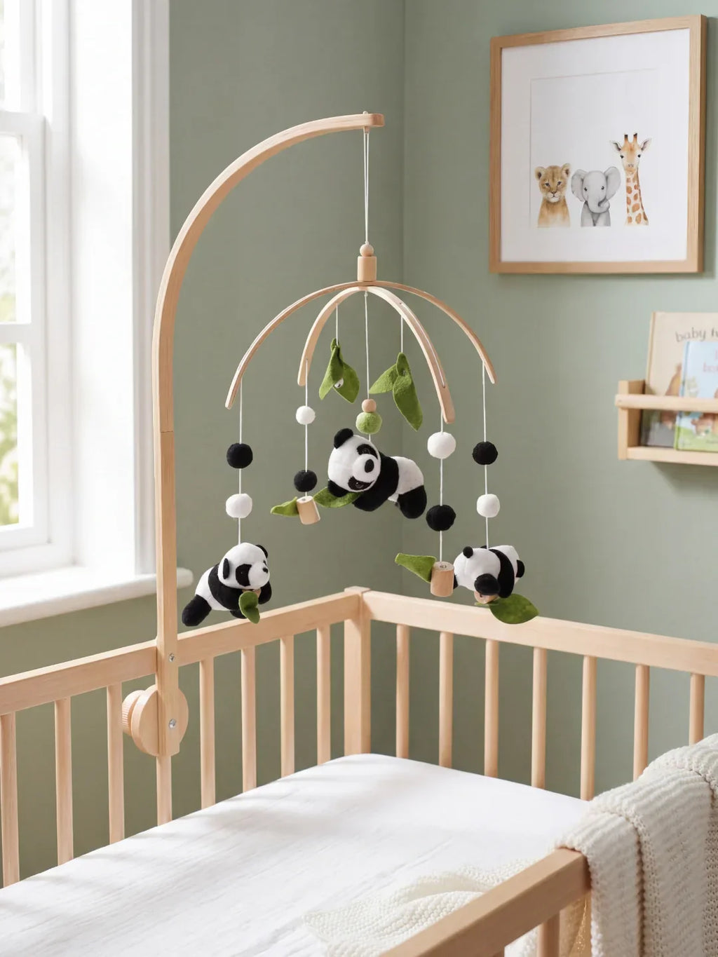 Compact Wooden Baby Mobile and Hanging Support Arm Set