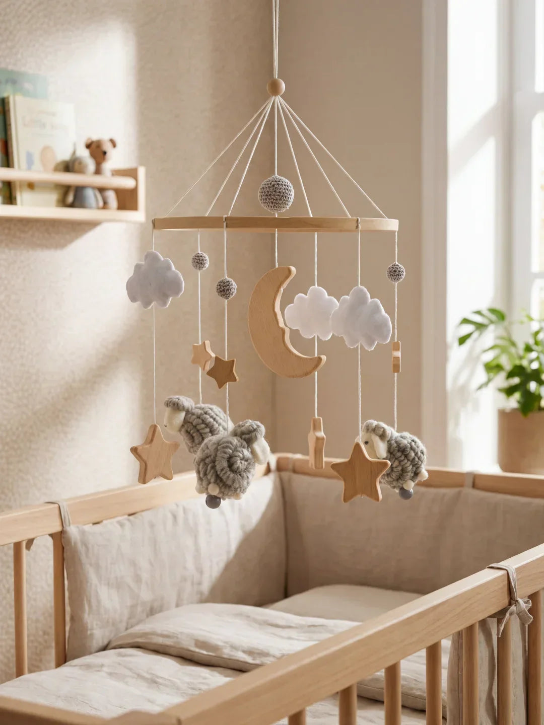 Wooden Baby Mobile — Slow Swaying Motion and Hanging Ornaments