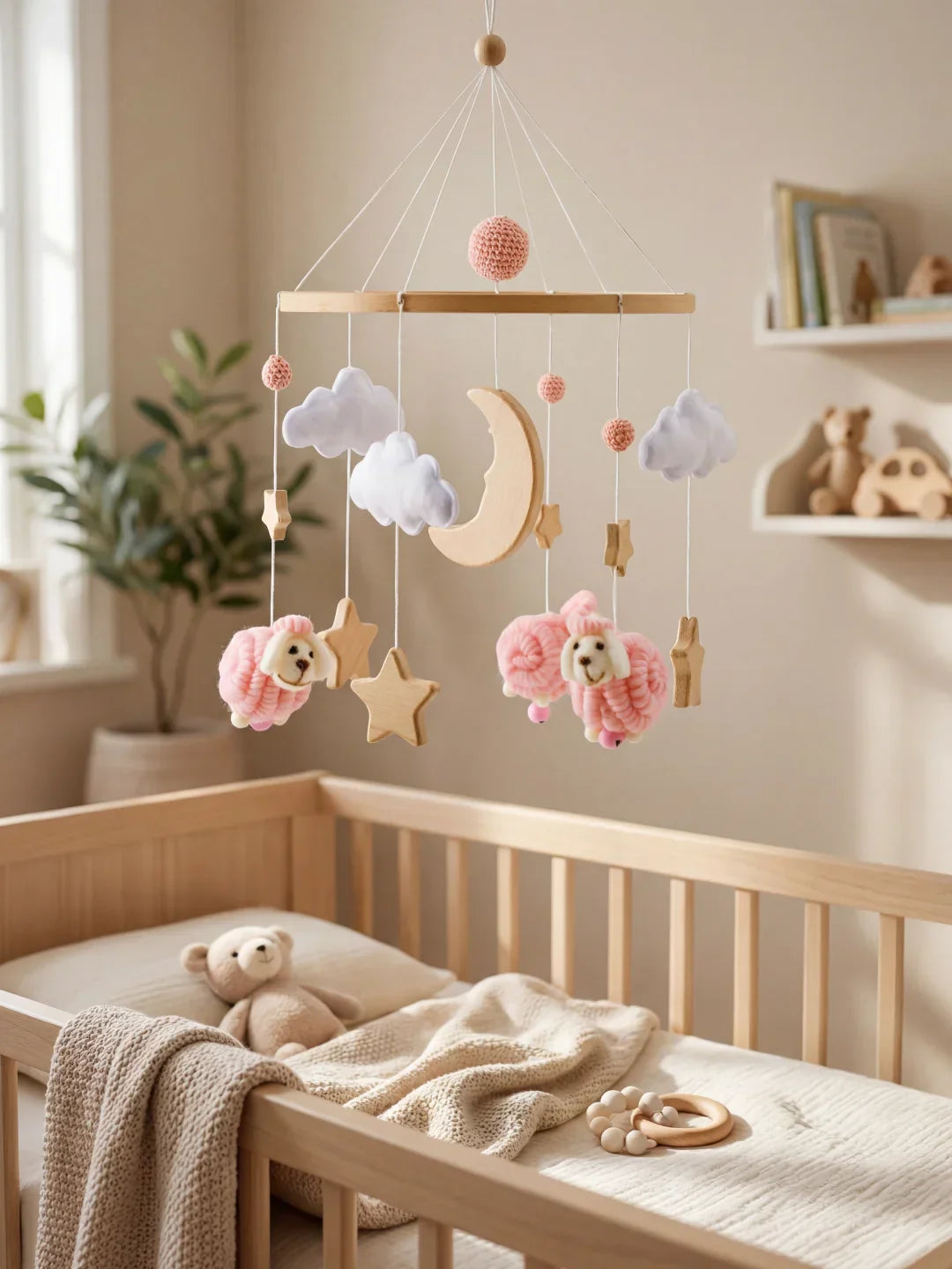 Wooden Baby Mobile — Slow Swaying Motion and Hanging Ornaments