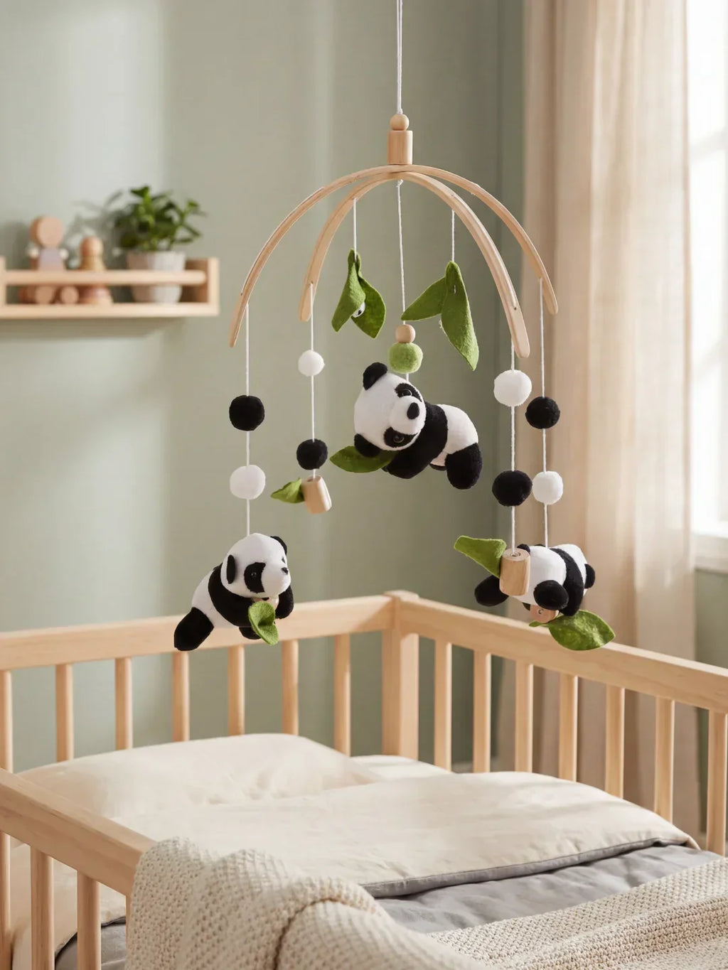 Wooden Baby Crib Mobile — Direct Arm Mount, Minimalist Design