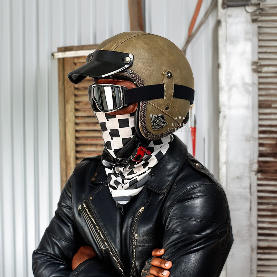 MotoJet Retro Chopper Helmet — DOT and ECE Certified, 3/4 Open Face
