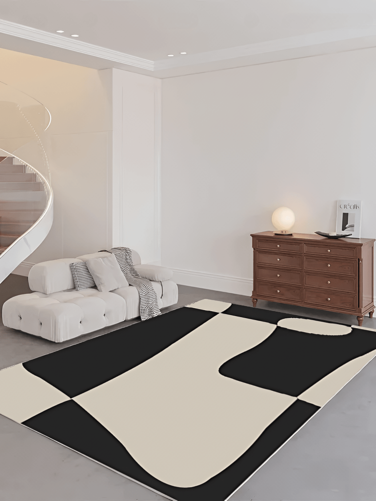 MONOCHROME MAGIC — Black-and-White Wave Luxury Carpet