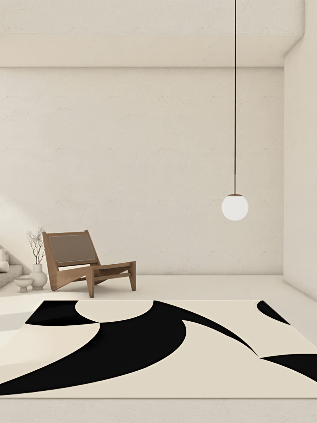 MONOCHROME MAGIC — Black-and-White Wave Luxury Carpet