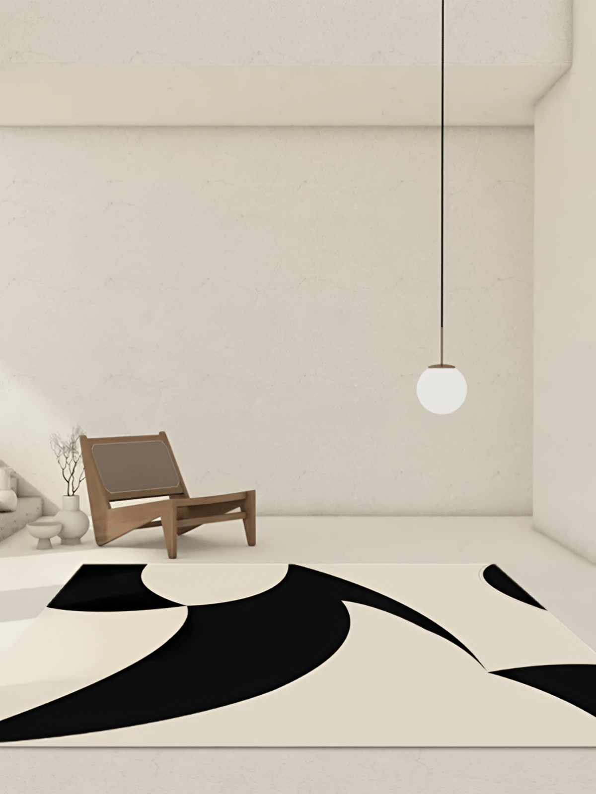MONOCHROME MAGIC — Black-and-White Wave Luxury Carpet