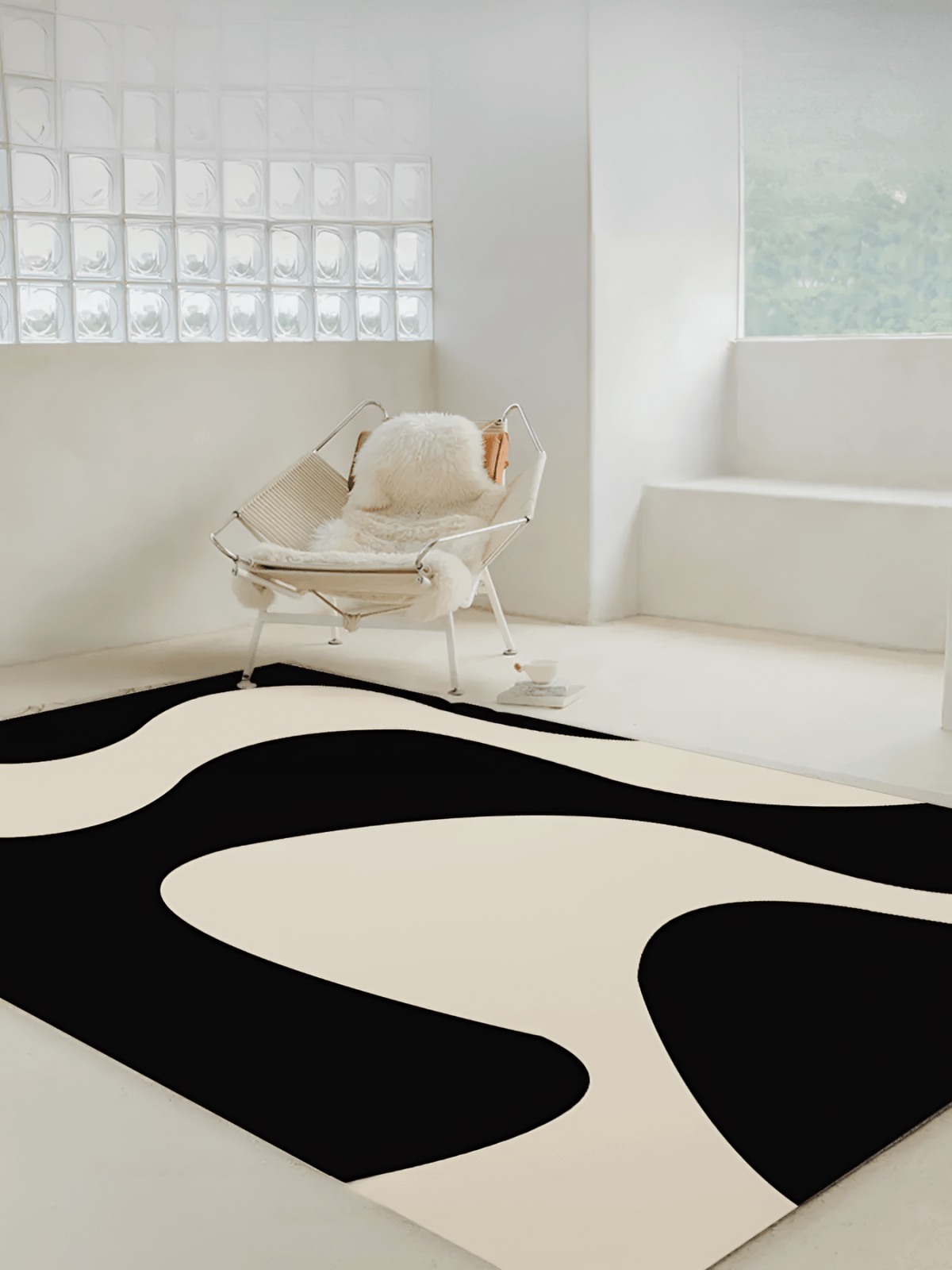 MONOCHROME MAGIC — Black-and-White Wave Luxury Carpet