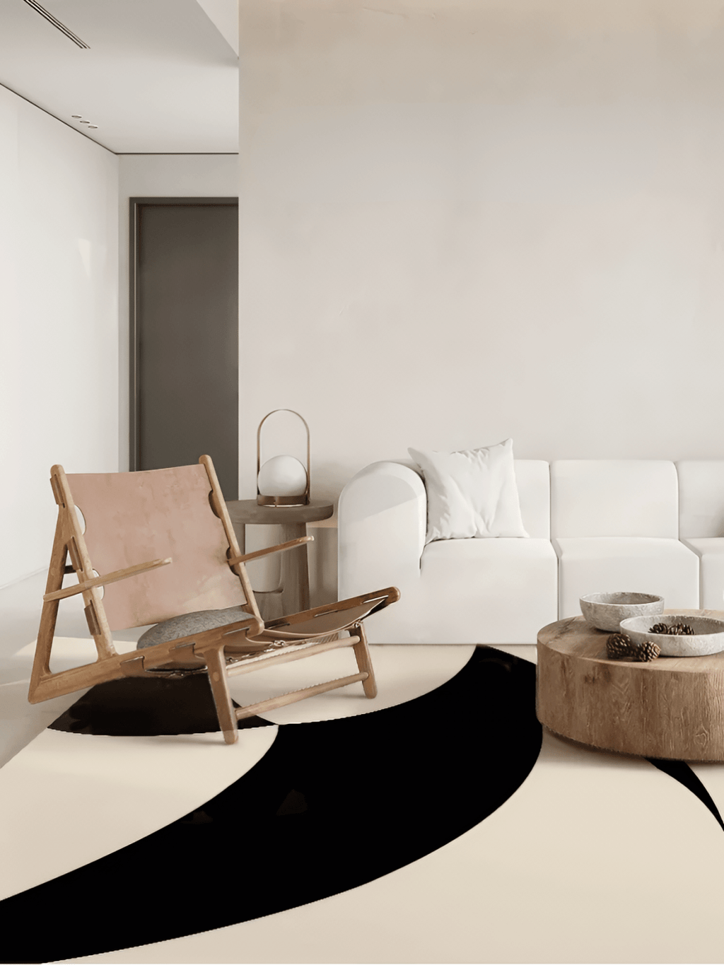 MONOCHROME MAGIC — Black-and-White Wave Luxury Carpet