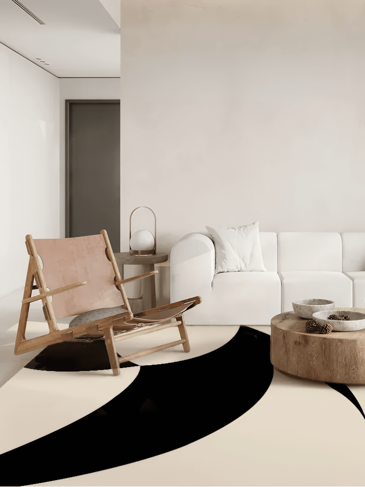 MONOCHROME MAGIC — Black-and-White Wave Luxury Carpet