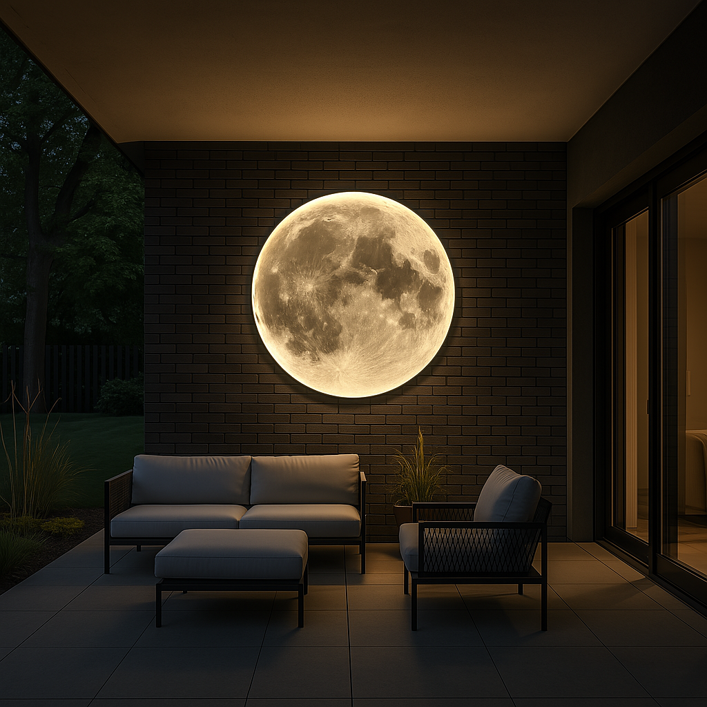 مصباح جداري على شكل القمر Lunara — ملمس واقعي للفوهات، توهج LED لطيف