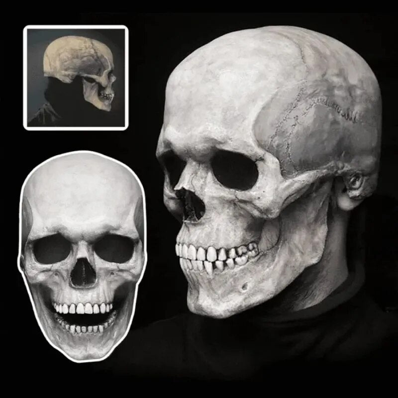 Mască realistă de craniu — Recuzită de costum de Halloween cu maxilar mobil