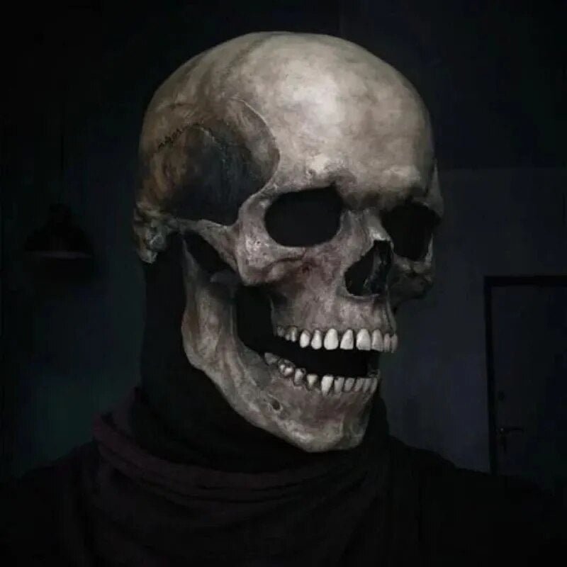 Mască realistă de craniu — Recuzită de costum de Halloween cu maxilar mobil