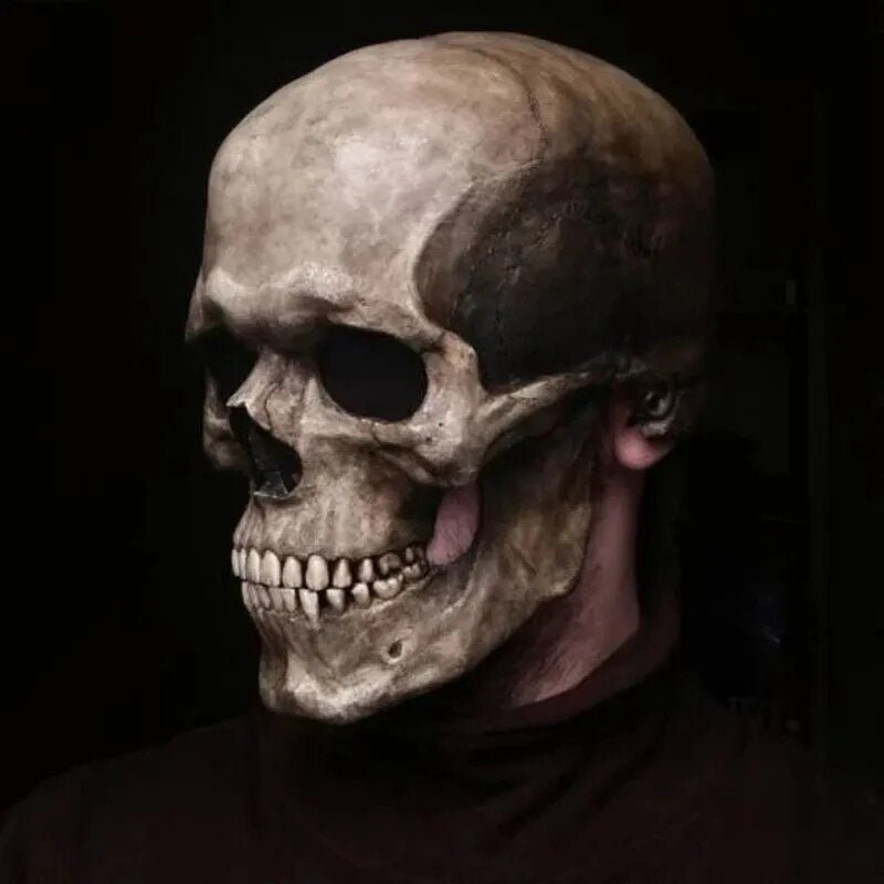 Mască realistă de craniu — Recuzită de costum de Halloween cu maxilar mobil