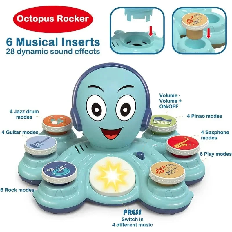 Compagno musicale polpo GroovyPus — Luci attivate dal tocco e audio sincronizzato