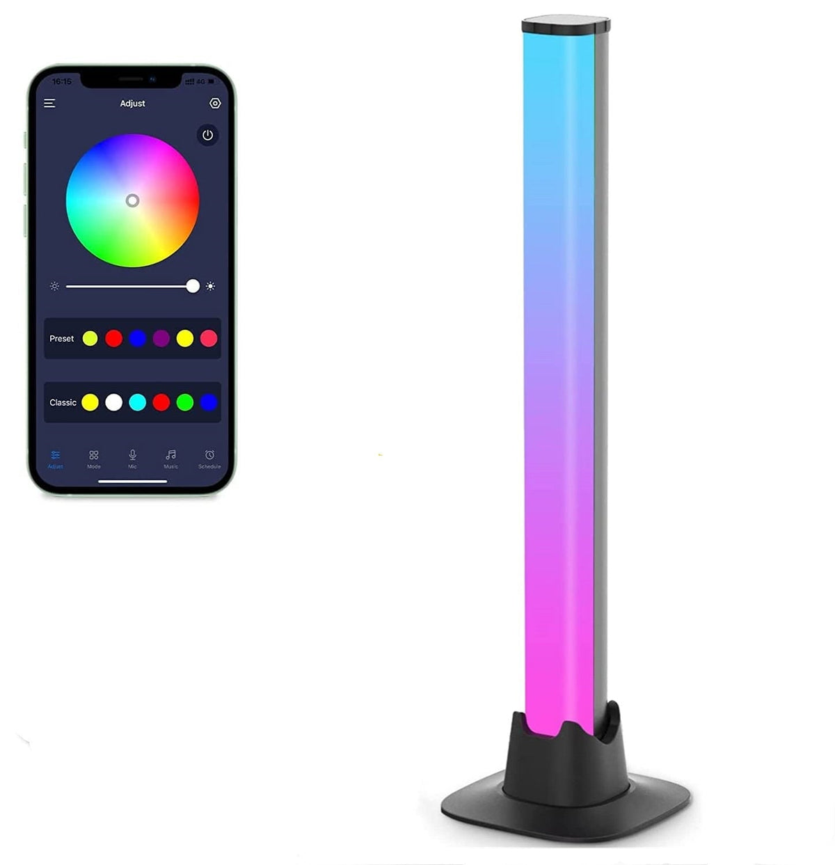 LED světelné lišty LumiRhythm reagující na zvuk — vestavěný mikrofon, synchronizace v reálném čase