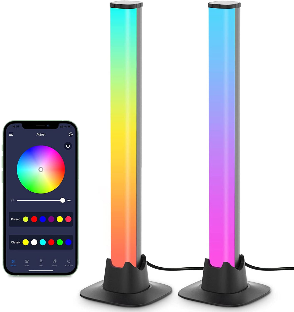 LED světelné lišty LumiRhythm reagující na zvuk — vestavěný mikrofon, synchronizace v reálném čase