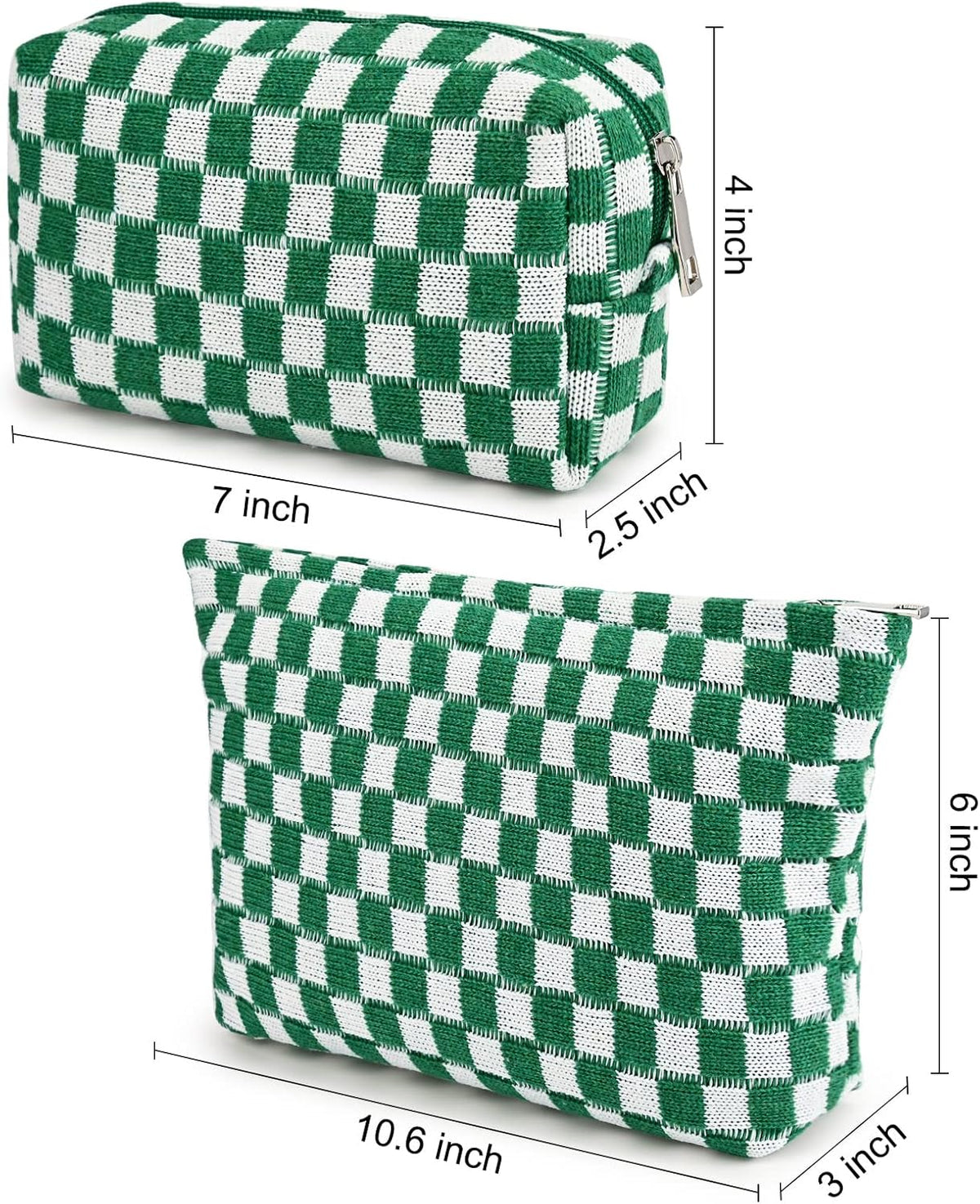 Checked Two-Piece Makeup Bag Set — Compact Cosmetic Organizer