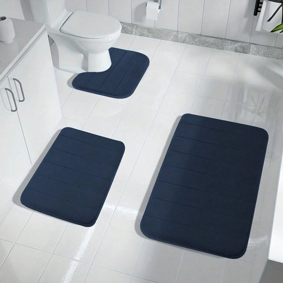3-Piece Memory Foam Bath Mat Set — Non-Slip, Plush Comfort