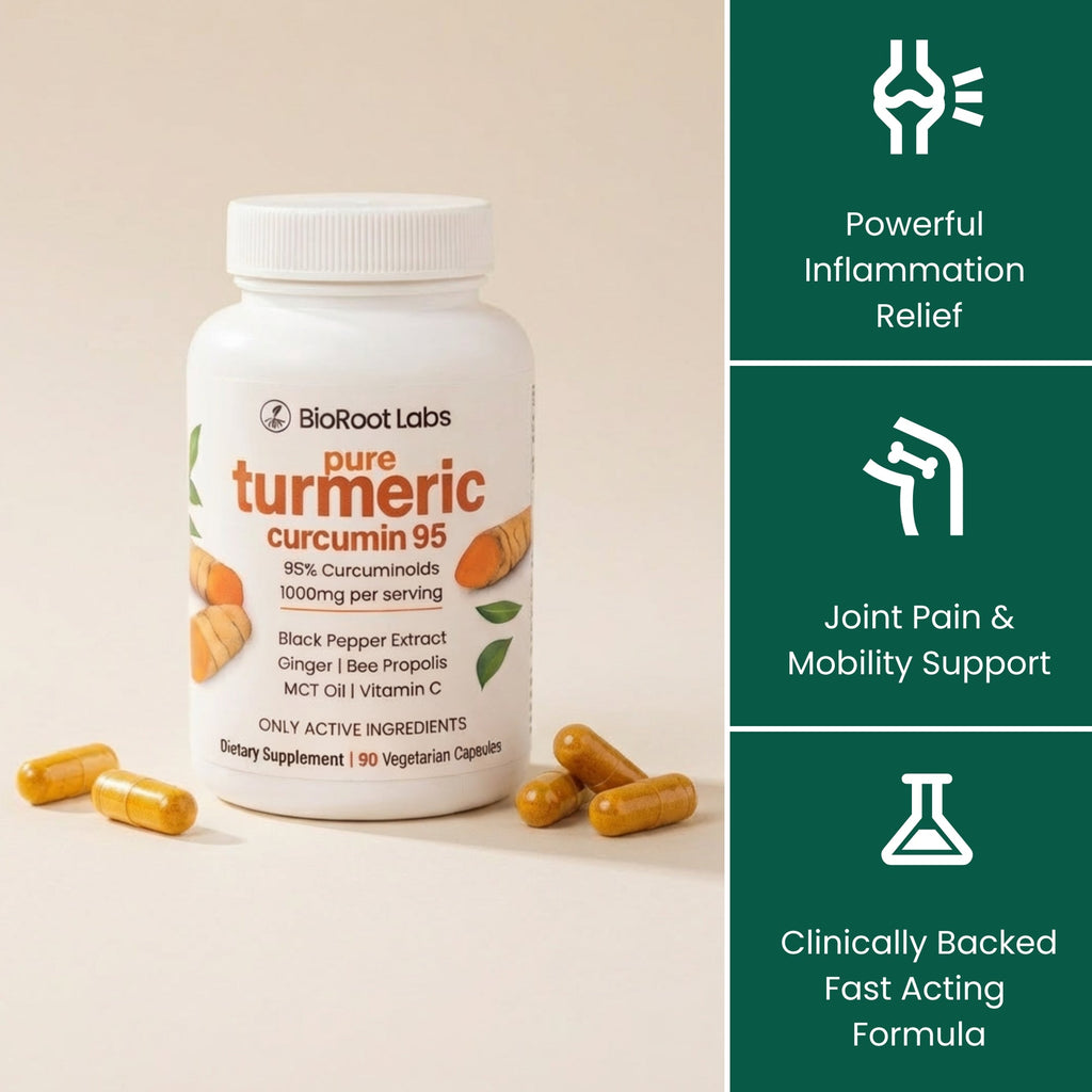 Cápsulas de suplemento de curcumina — 1000 mg, 95% de curcuminoides ativos
