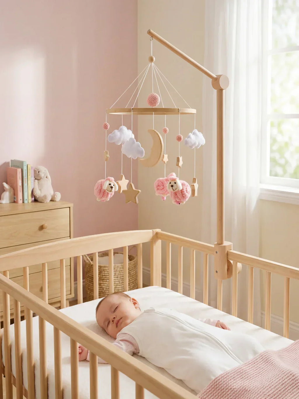 Wooden Baby Mobile — Slow Swaying Motion and Hanging Ornaments