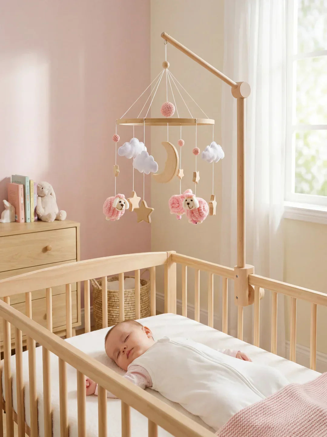 Wooden Baby Mobile — Slow Swaying Motion and Hanging Ornaments