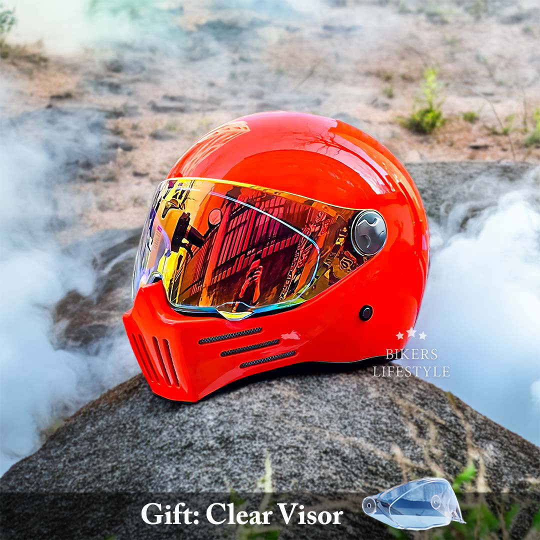 Casco integral para motocicleta tipo cruiser — visor rojo, homologado por DOT y ECE