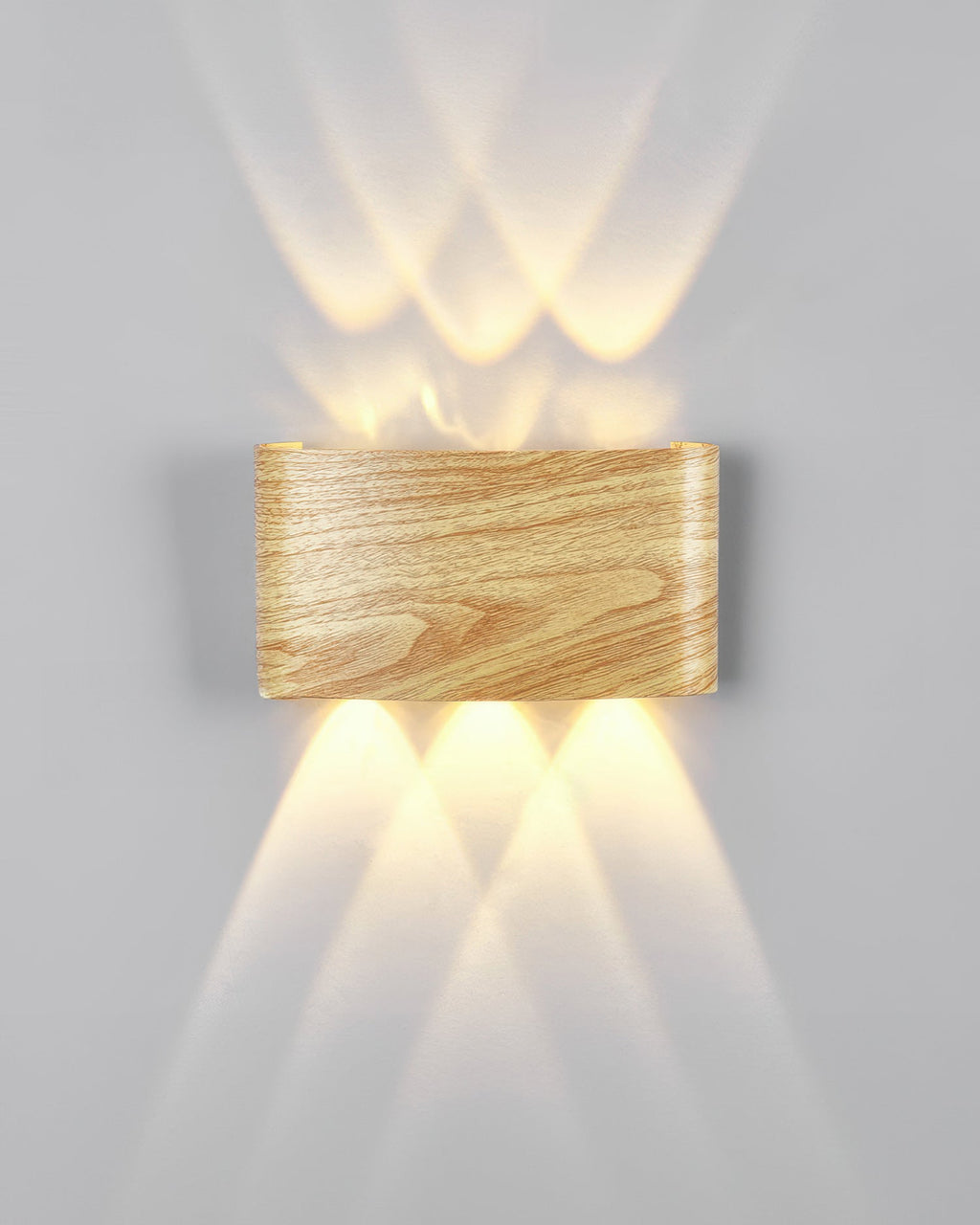 Lumina vägglampa i träimitation med LED - väderbeständig utomhusbelysning