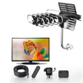 Antenne TV extérieure numérique HD longue portée 2025 avec moteur directionnel 360° complet, chaînes HD gratuites | Filindra