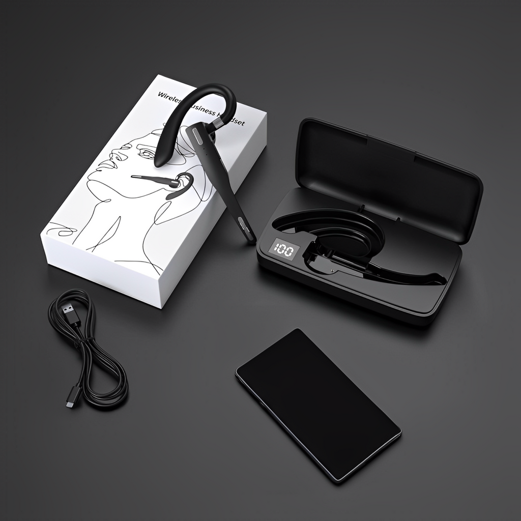 Trucker Dual Mic Wireless Bluetooth 5.1 Noise-Cancelling Headset | Earpiece with Superior Sound Quality & Comfort | Filindra
