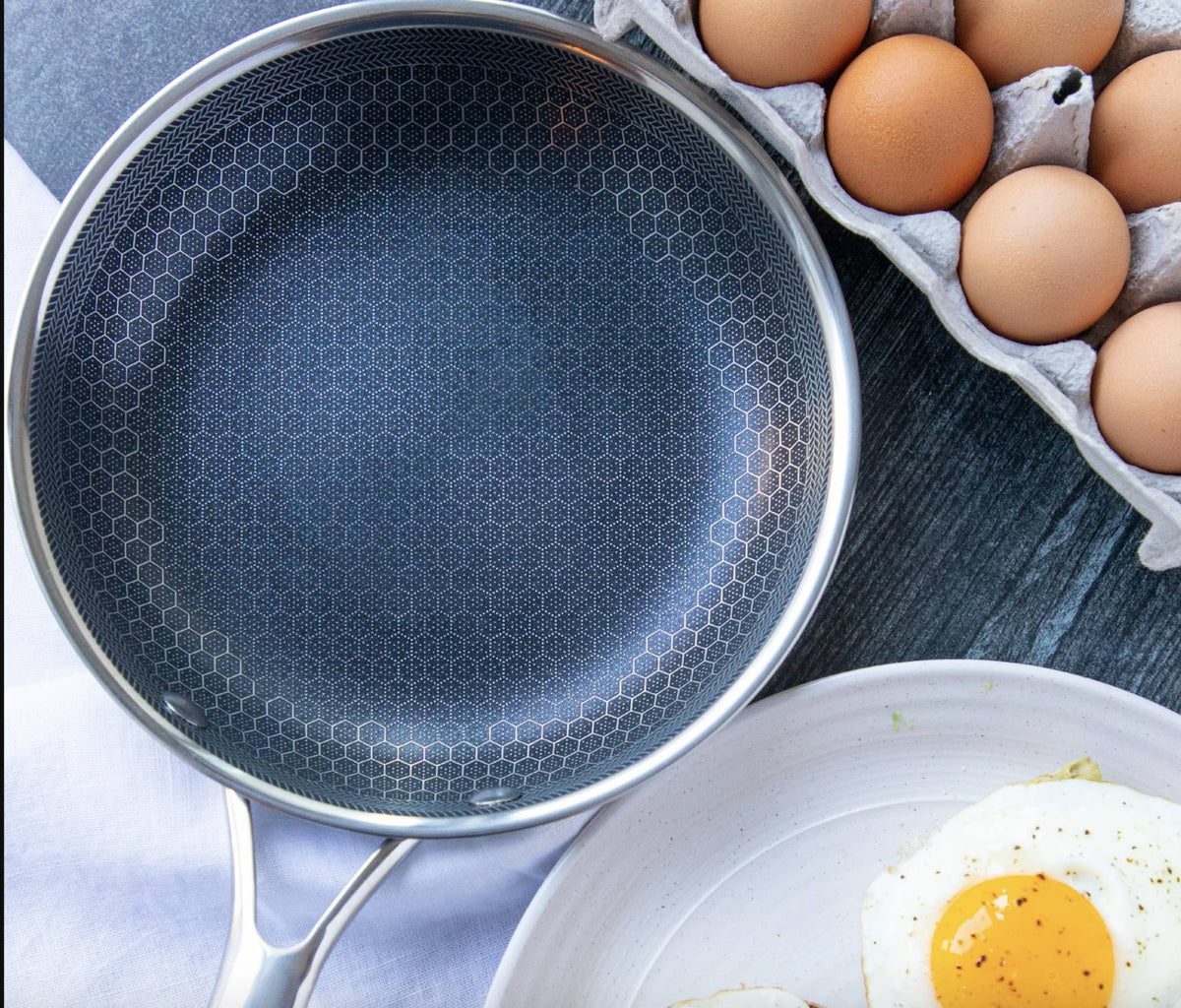 KitchenPro Kratzfeste Edelstahl-Bratpfanne mit Antihaftbeschichtung