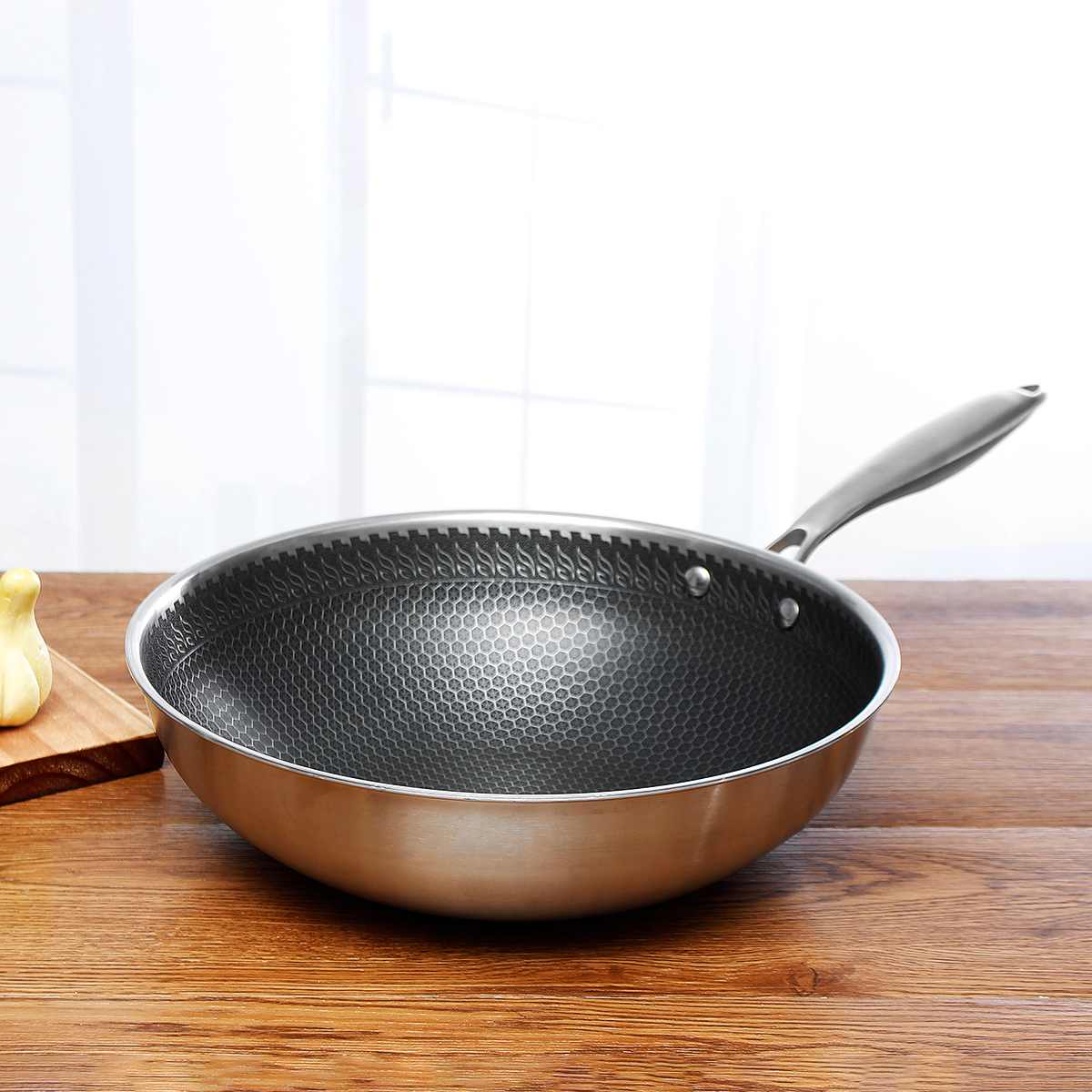 KitchenPro Kratzfeste Edelstahl-Bratpfanne mit Antihaftbeschichtung