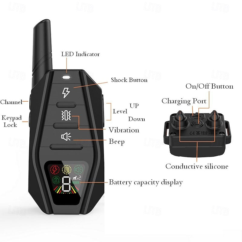 Collier de dressage pour chiens — Télécommande, modes bip, vibration et stimulation statique