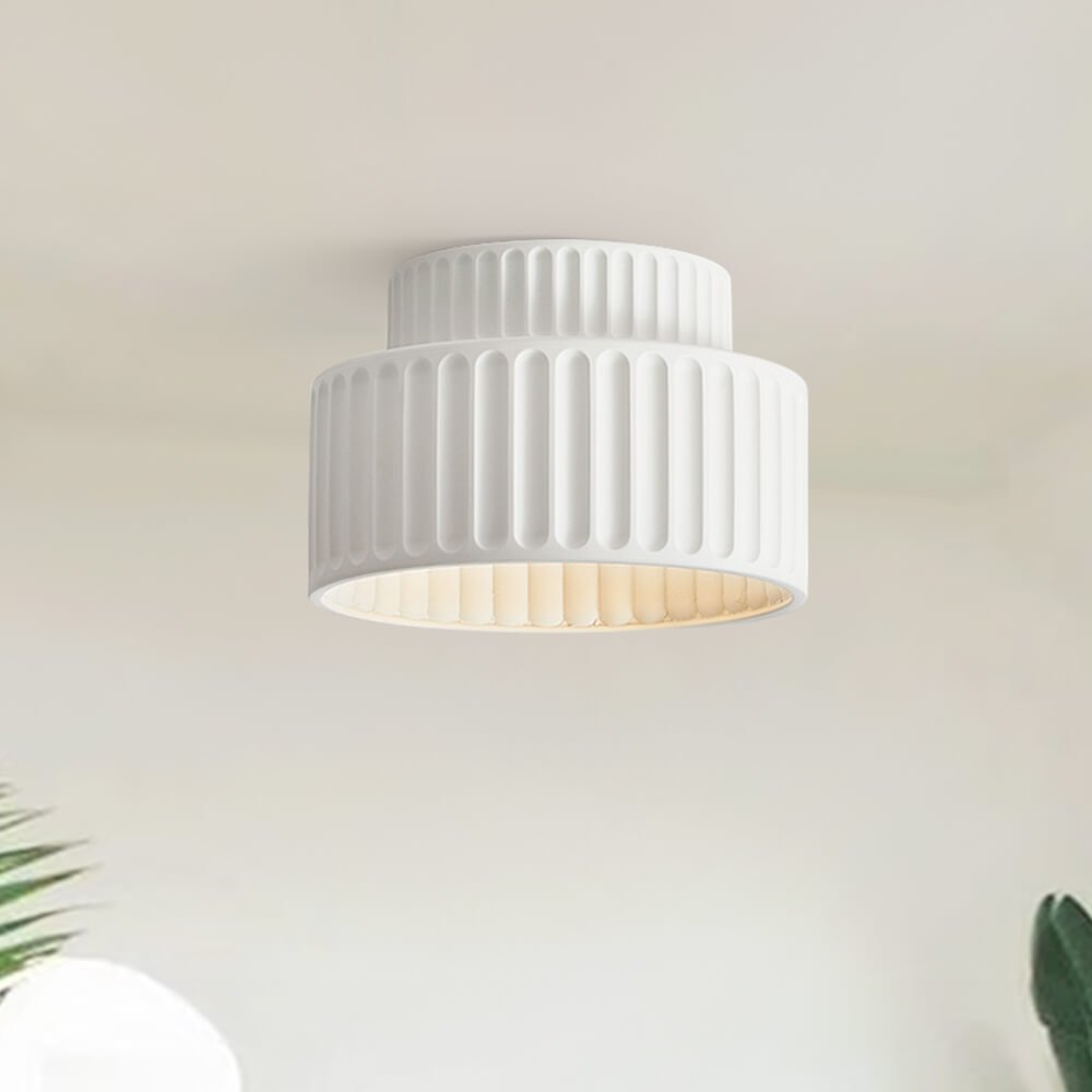 Luminara krämfärgad taklampa i tyg med trumskärm – halvt infälld montering, en glödlampa